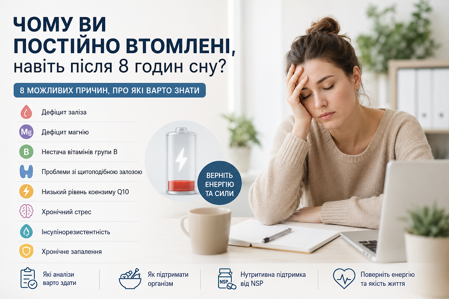 Чому ви постійно втомлені, навіть після 8 годин сну? 8 можливих причин, про які варто знати